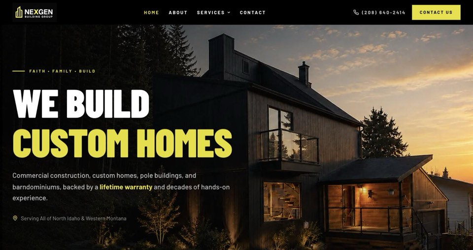 NEXGEN Building Group website built by Aralo Studio